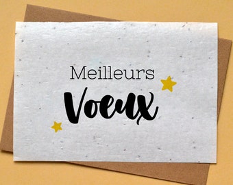 Carte à planter Meilleurs voeux étoiles. Carte de voeux fleurie.