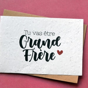 Carte à planter Tu vas être Grand Frère. Carte annonce grossesse. Carte ensemencée Naissance. Carte à planter Grand frère.