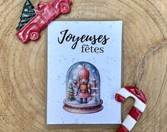 Nutcracker Merry Christmas Plantable Card. Floral Greeting Card.