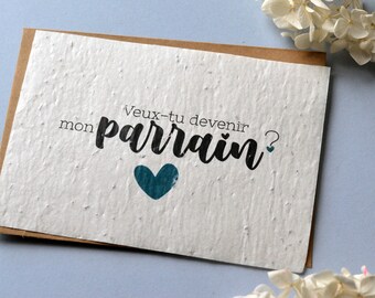Carte à planter Veux être mon parrain ? Carte ensemencée Demande Parrain. Carte à planter Baptême. Carte Naissance..