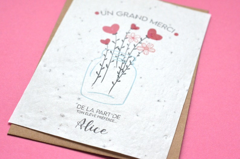 Cartão para plantar Obrigado Flores e jarro personalizados. Cartão semeado Obrigado. Cartão de flores silvestres. imagem 1
