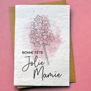 Carte à planter Jolie Mamie Bonne fête Mamie. Carte ensemencée Fête des grand-mères.