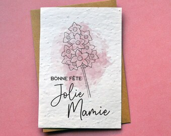 Plantable card Pretty Grandma Happy Grandma's Day. Seeded card Grandmother's Day.