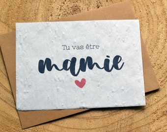 Carte à planter Tu vas être Mamie. Carte à planter annonce grossesse. Carte ensemencée Grand-mère. Carte à planter Annonce naissance.