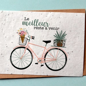 Carte à planter Optimisme Le meilleur reste à venir. Carte pour Départ en retraite. Carte ensemencée Vélo. Carte fleurs sauvages.