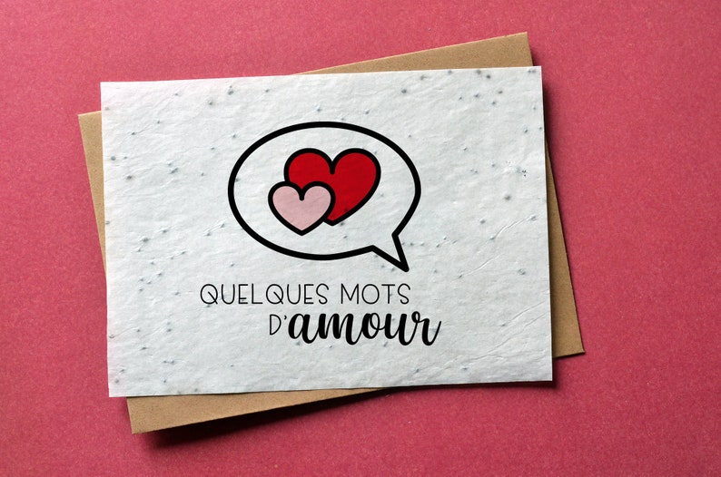 Carte à planter mots d'amour. Carte ensemencée Saint Valentin. Carte à planter Amour. image 1