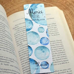 Marque-page à planter personnalisé Merci maitre Bulles . Marque-page ensemencé Merci maitre. Carte Merci nounou