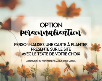 Opção de personalização para cartão Plantável. Opção Cartão para plantar Personalizado.