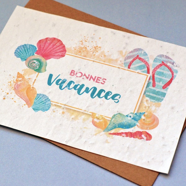 Carte à planter Bonnes Vacances. Carte ensemencée Vacances