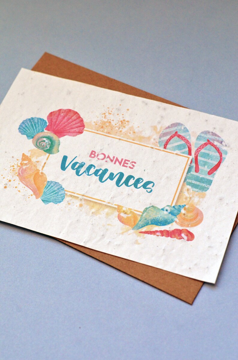 Carte à planter Bonnes Vacances. Carte ensemencée Vacances image 1