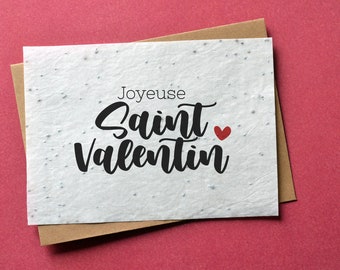 Carte à planter Joyeuse Saint Valentin. Carte ensemencée Saint Valentin. Carte à planter Amour.