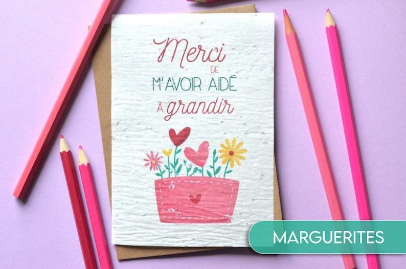Cartão Plantável Obrigado por me ajudar a crescer. Cartão semeado Obrigado professor. Cartão de agradecimento da babá imagem 6