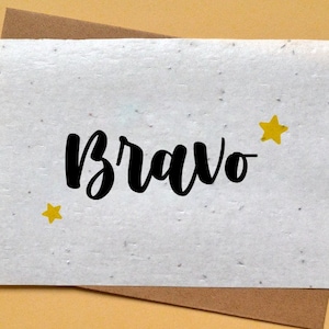 Carte à planter Bravo étoile. Carte ensemencée Félicitations. Carte à planter Naissance.