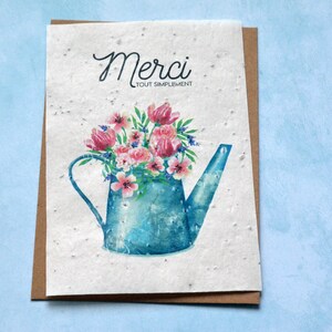 Plantable card Thank you Watering can. Seeded card Thank you. Wildflower card. image 2