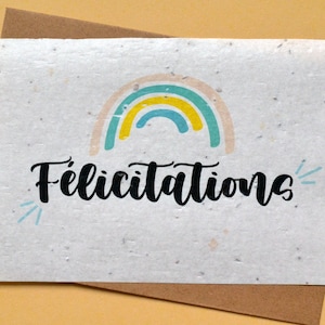 Carte à planter Félicitations Arc-en-ciel. Carte ensemencée Naissance. Carte à planter Bébé.