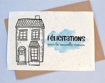 Carte à planter Félicitations Maison. Carte ensemencée Déménagement. Carte à planter Crémaillère.