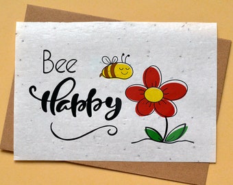 Carte à planter Abeille et Fleurs. Carte à planter mellifère.