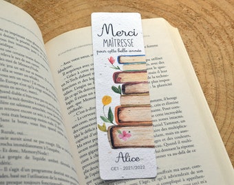 Bookmark to plant personalized Thank you mistress books. Bookmark seeded Thank you mistress. Thank you nanny card