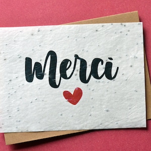 Carte à planter Merci. Carte ensemencée Merci.