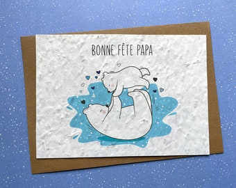 Tarjeta para plantar Happy Papa Bear Day. Tarjeta del Día del Padre sembrada.