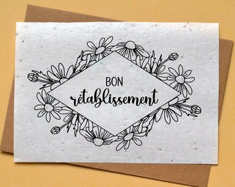 Card to plant Get well soon. Card for recovery. Seeded card Disease. Wildflower card.