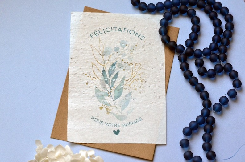 Carte à planter Félicitations pour votre mariage. Carte ensemencée Naissance. Carte à planter Mariage. image 1