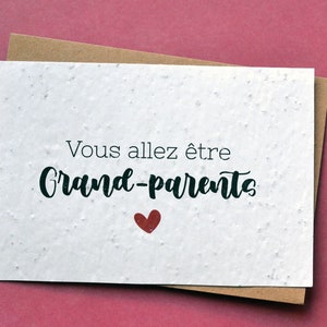 Carte à planter Grand-Parents. Carte à planter annonce grossesse. Carte ensemencée Naissance. Carte à planter Annonce naissance.