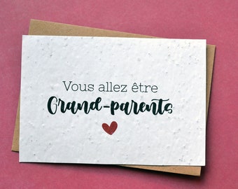 Carte à planter Grand-Parents. Carte à planter annonce grossesse. Carte ensemencée Naissance. Carte à planter Annonce naissance.