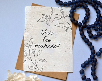 Carte à planter Vive les mariés. Carte ensemencée Mariage. Carte à planter Mariage.
