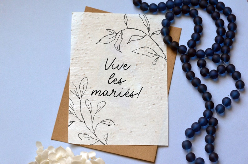 Carte à planter Vive les mariés. Carte ensemencée Mariage. Carte à planter Mariage. image 1