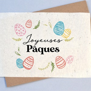 Carte à planter Joyeuses Pâques. Carte de voeux à planter Oeufs de Pâques.
