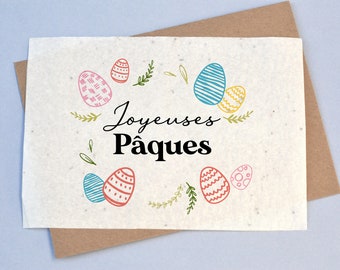 Carte à planter Joyeuses Pâques. Carte de voeux à planter Oeufs de Pâques.