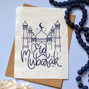 Carte à planter Eid Mubarak. Carte ensemencée Aïd Moubarak. Carte anniversaire à planter. Cadeau Ramadan