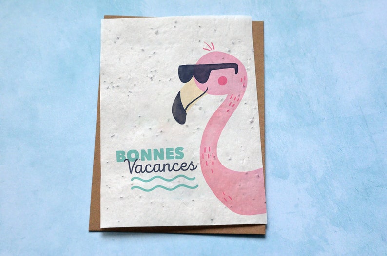 Happy Holidays Flamingo Plantable Card. Holiday Seeded Card image 1