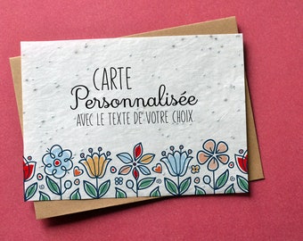 Carte à planter personnalisée avec votre texte. Carte ensemencée personnalisable. Carte fleurs sauvages.