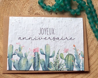 Cactus Birthday Plantable Card. Child birthday card. Birthday seeded card