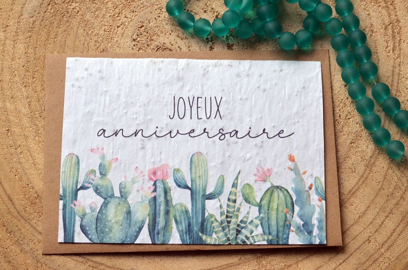 Carte à planter Anniversaire Cactus. Carte anniversaire enfant. Carte ensemencée anniversaire image 1