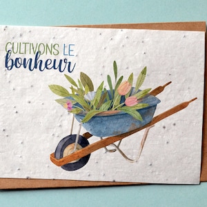 Carte à planter Optimisme Cultiver le bonheur. Carte pour Départ en retraite. Carte ensemencée Vélo. Carte fleurs sauvages.