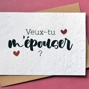 Carte à planter Veux-tu m'épouser ? Carte demande mariage. Carte ensemencée Mariage. Carte à planter Mariage.