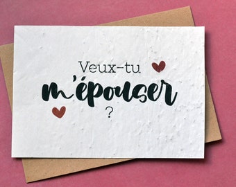 Carte à planter Veux-tu m'épouser ? Carte demande mariage. Carte ensemencée Mariage. Carte à planter Mariage.