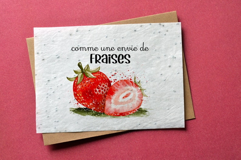 Cartão para plantar morangos com desejo. Cartão de anúncio de gravidez. Cartão semeado de nascimento. Cartão para plantar Bebê. imagem 1
