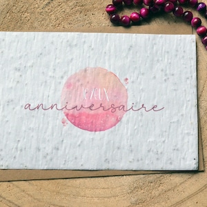 Carte à planter anniversaire aquarelle. Carte ensemencée anniversaire. Carte de remerciement à planter. Carte à planter Mariage.
