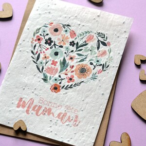 Card to plant Happy Mother's Day Flowery heart. Seeded Mother's Day card. image 3