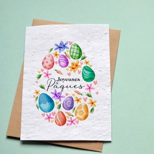 Happy Easter Plantable Card. Easter Eggs Plantable Greeting Card.