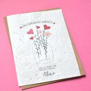 Cartão para plantar Obrigado Flores e jarro personalizados. Cartão semeado Obrigado. Cartão de flores silvestres. imagem 3