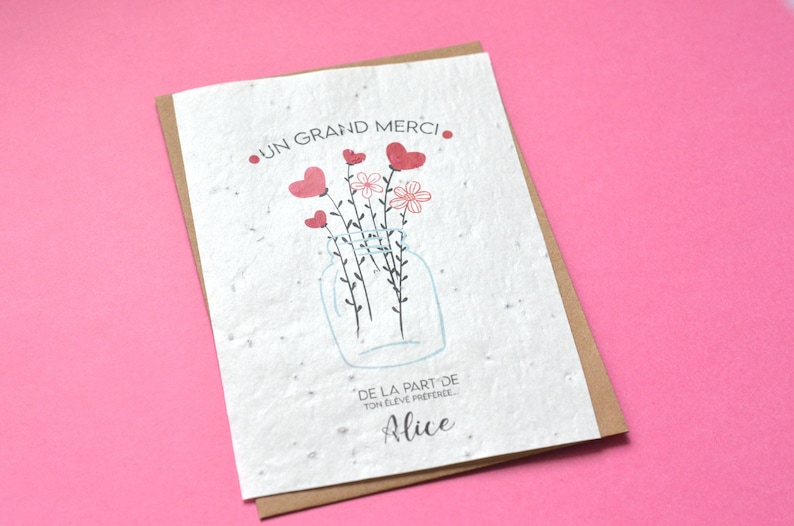 Cartão para plantar Obrigado Flores e jarro personalizados. Cartão semeado Obrigado. Cartão de flores silvestres. imagem 3