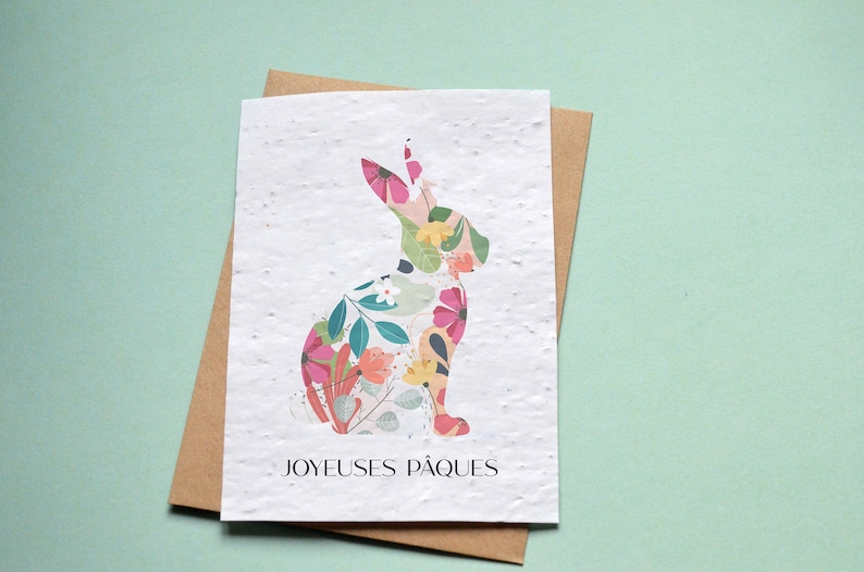 Carte à planter Joyeuses Pâques. Carte de voeux à planter Lapin de Pâques. image 1