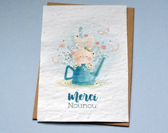 Plantable card Thank you Nanny. Seeded card Thank you Nanny. Thank you nanny card