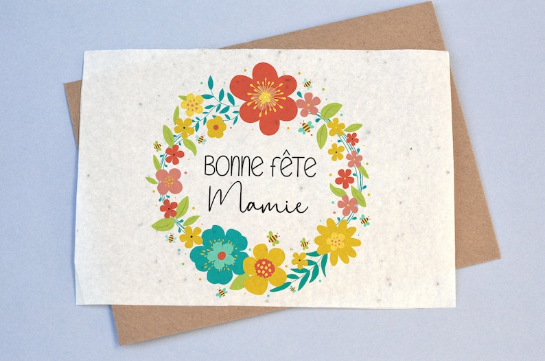 Carte à planter Bonne fête Mamie. Carte ensemencée Fête des grand-mères. image 1