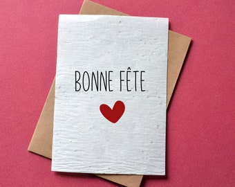 Tarjeta para plantar Corazón de Feliz Cumpleaños. Tarjeta con semillas para el Día de la Abuela. Tarjeta del día de la madre para plantar.
